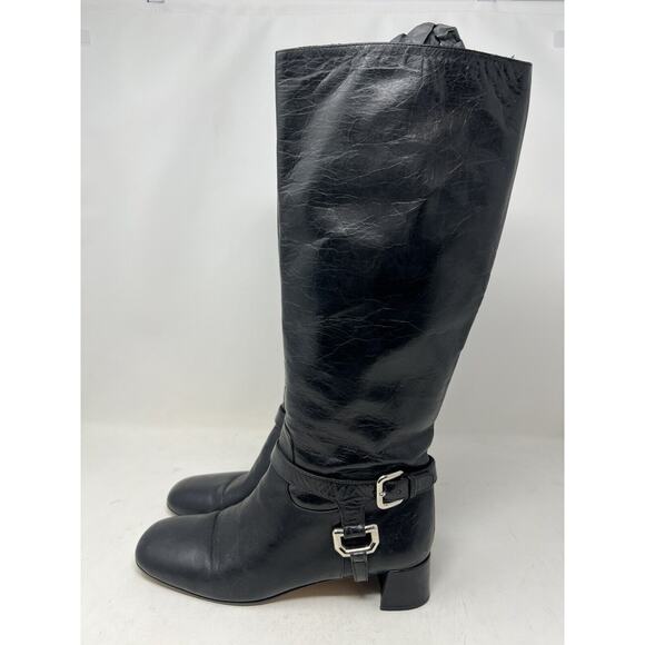 PRADA CAVALIERE Black 2011 EUC Knee High Harness SHOES BOOTS 39 - Picture 5 of 15